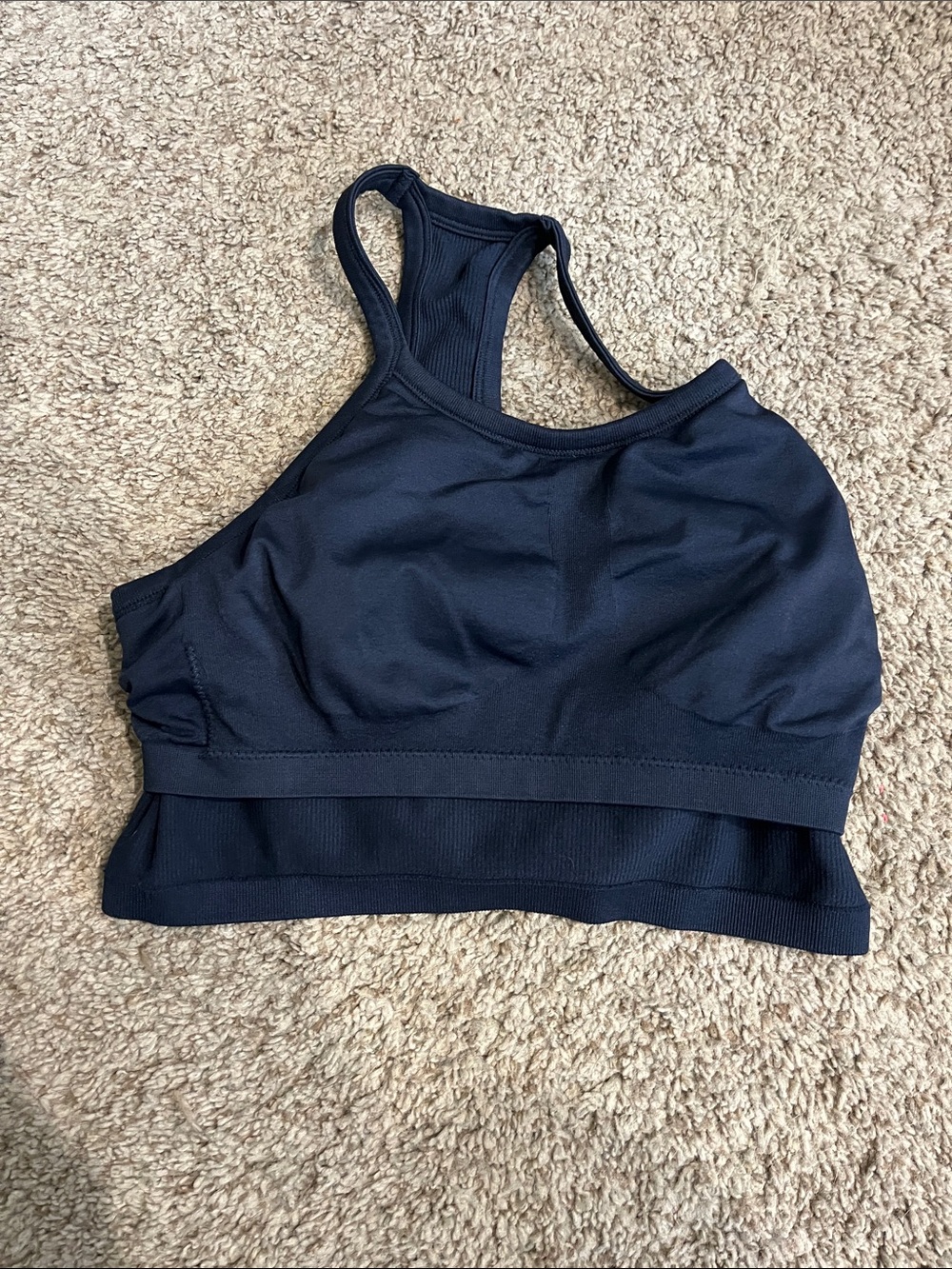 Amazon Women's Navy High Neck Racerback Sports Bra - Picture 5 of 6